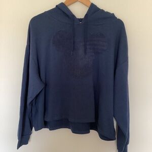 Disney Mickey Mouse Blue hoodie Cropped Sweatshirt XXL Chenille Mickey Mouse NWT